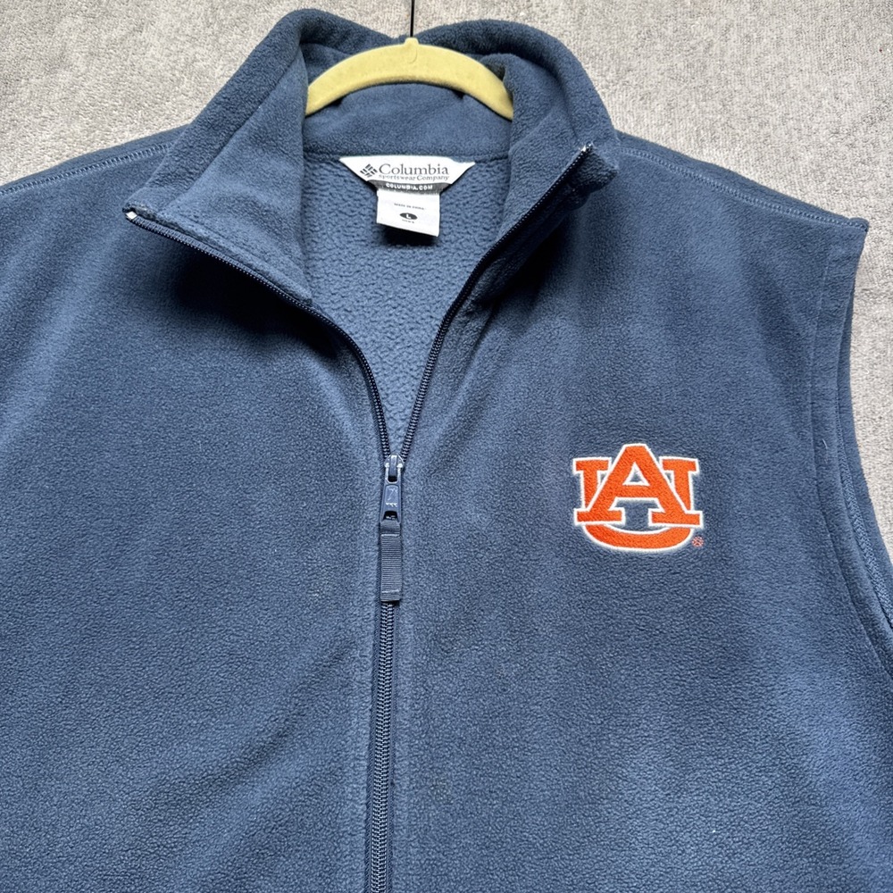 Auburn Tigers Columbia Fleece Vest Mens Large Blue Full Zip NCAA